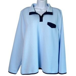 J Crew Quilted Snap Front Lightweight Sweatshirt Blue Breeze Sz XL Layer Beach